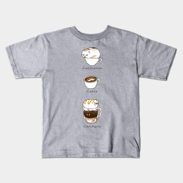 Coffee Right Meow Kids T-Shirt by huebucket